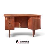 kai kristiansen for feldballes model 54 mid century danish teak tambour door desk