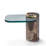 karl springer mid century sculpture leg gunmetal and glass side table