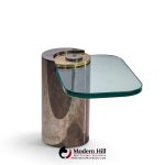 karl springer mid century sculpture leg gunmetal and glass side table