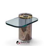karl springer mid century sculpture leg gunmetal and glass side table