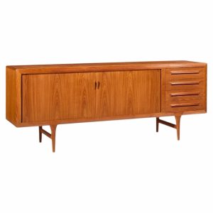 kofod-larsen for faarup møbelfabrik mid century danish teak tambour door credenza