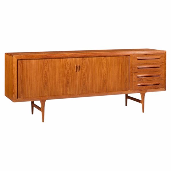 kofod-larsen for faarup møbelfabrik mid century danish teak tambour door credenza