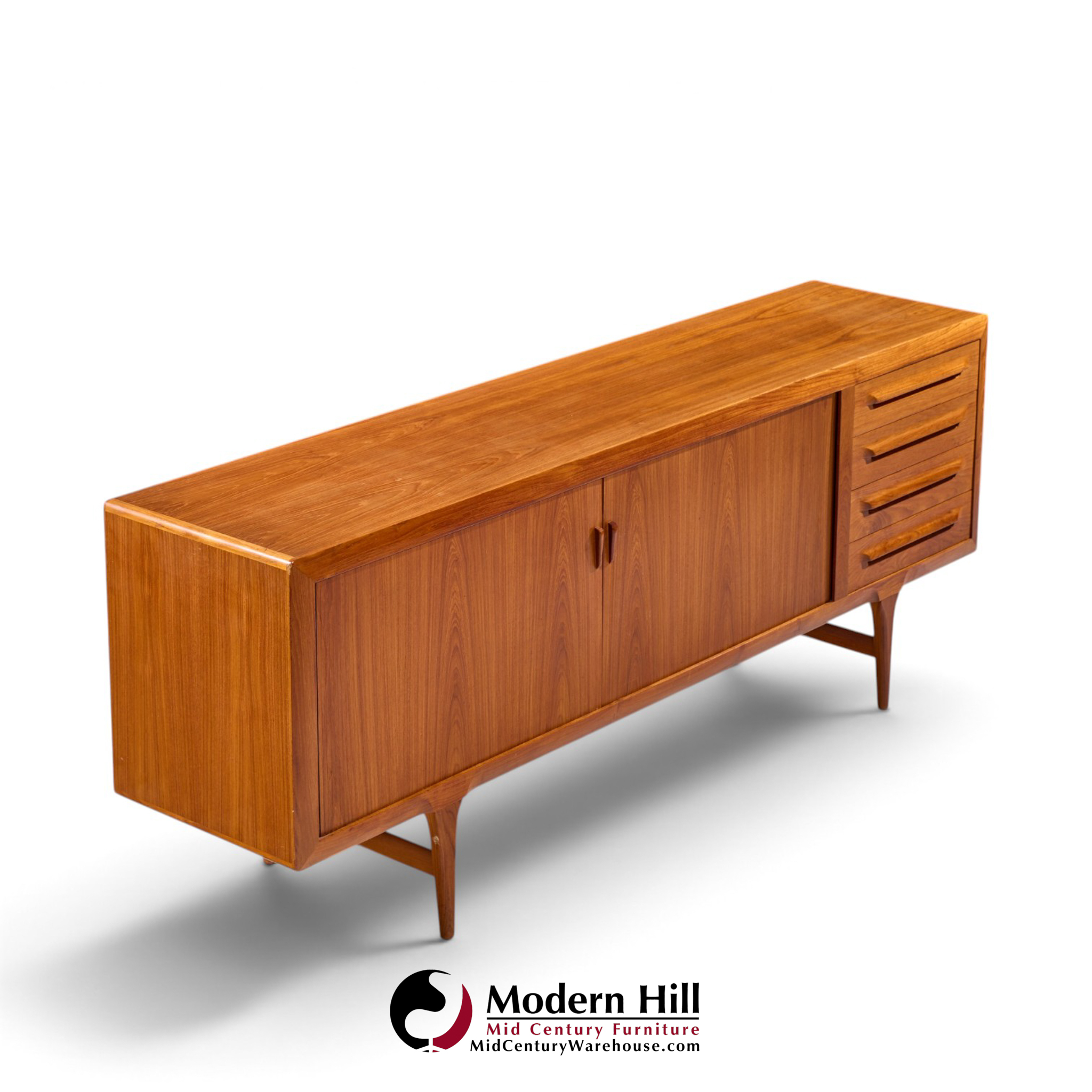 kofod-larsen for faarup møbelfabrik mid century danish teak tambour door credenza