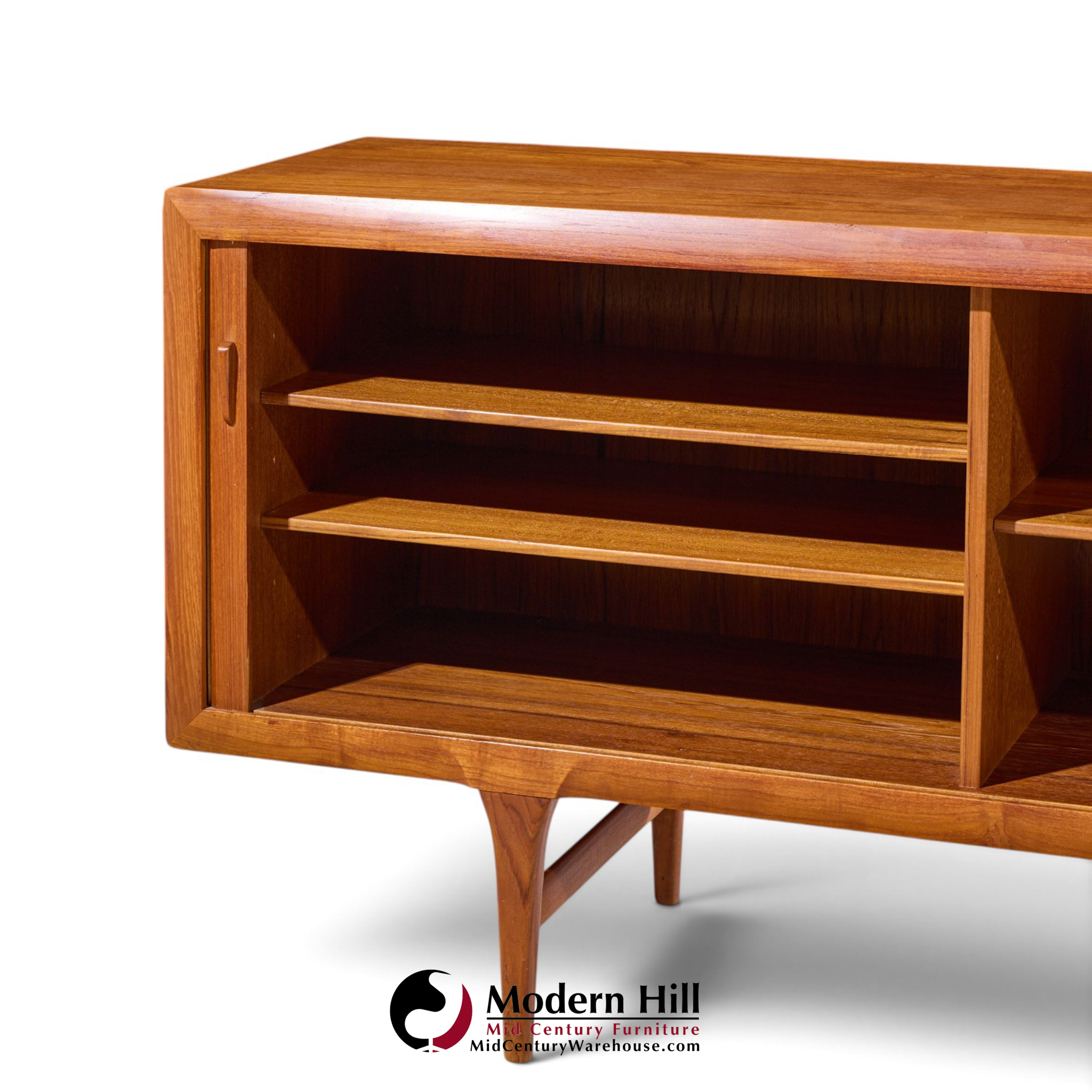 kofod-larsen for faarup møbelfabrik mid century danish teak tambour door credenza