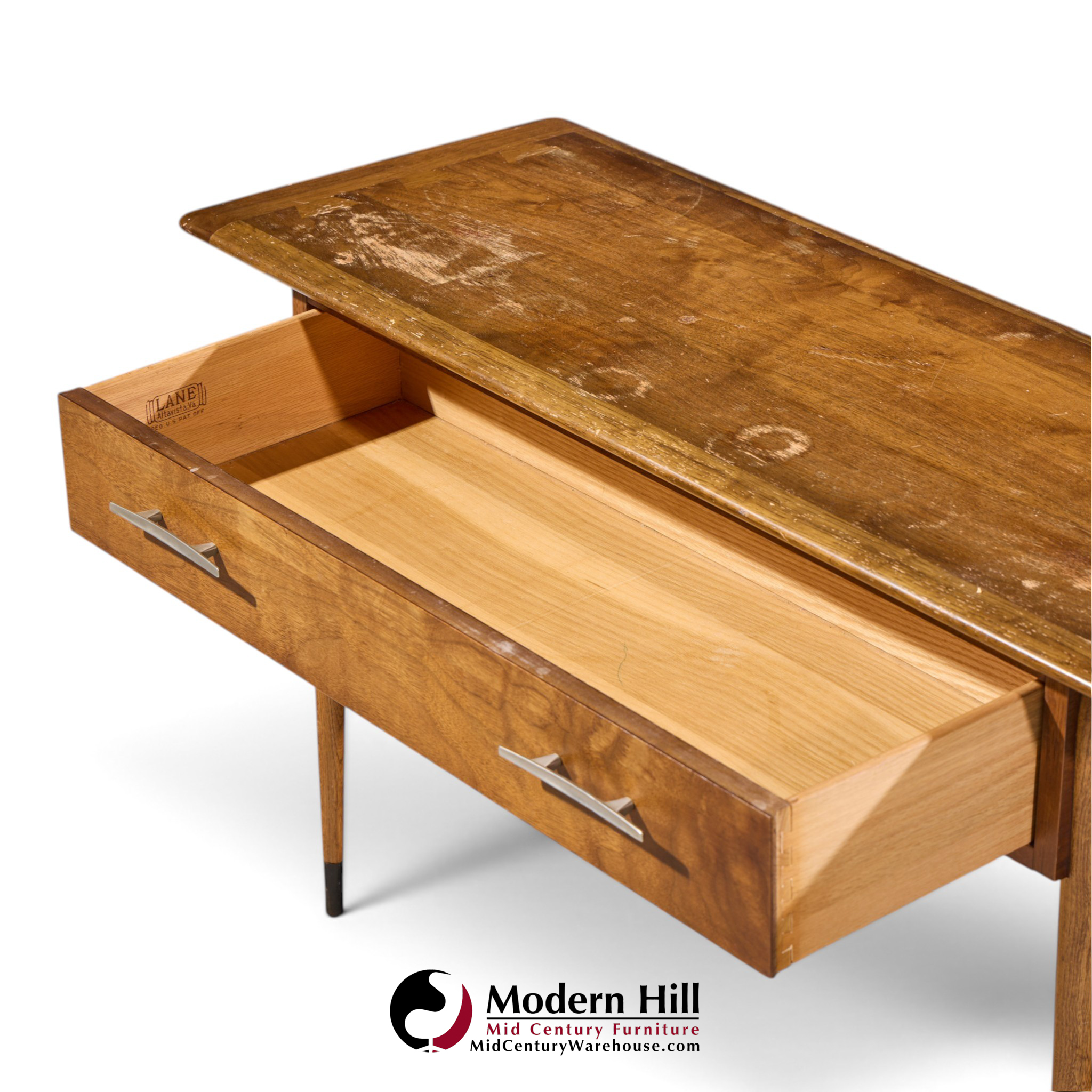 lane acclaim mid century walnut console table