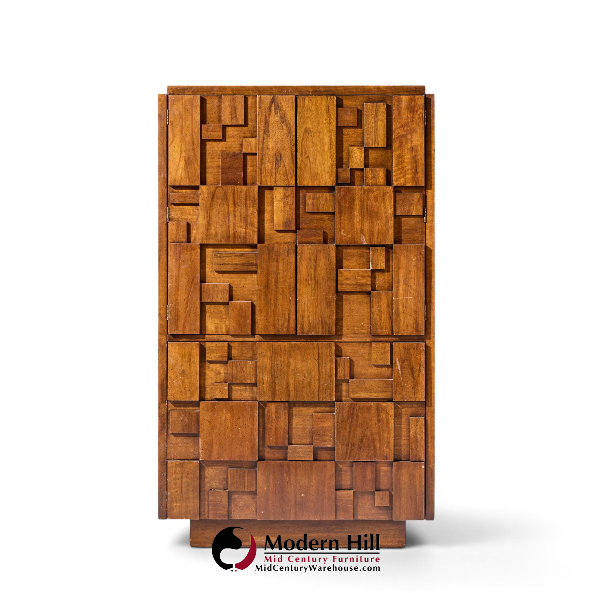 lane staccato brutalist mid century walnut armoire dresser