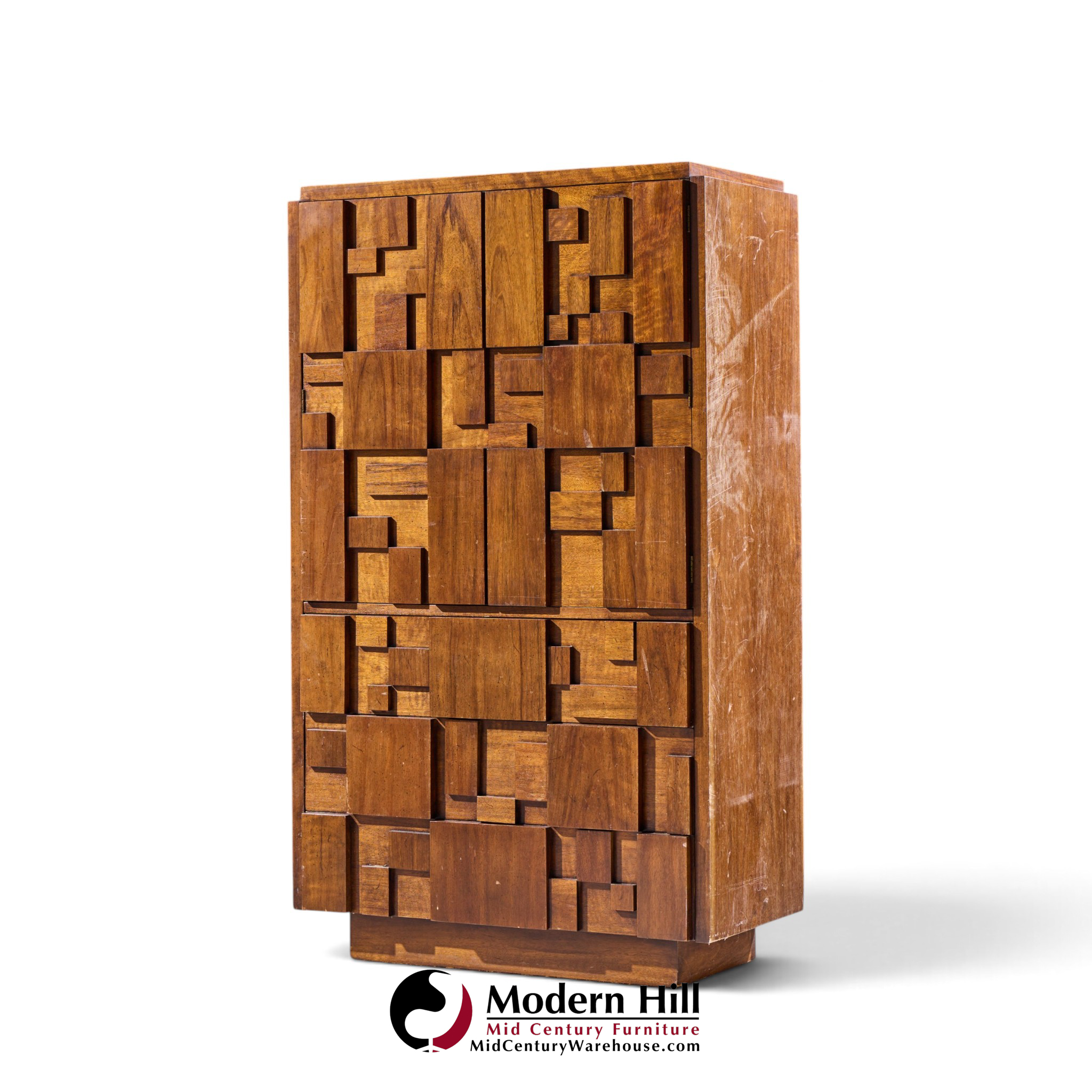 lane staccato brutalist mid century walnut armoire dresser