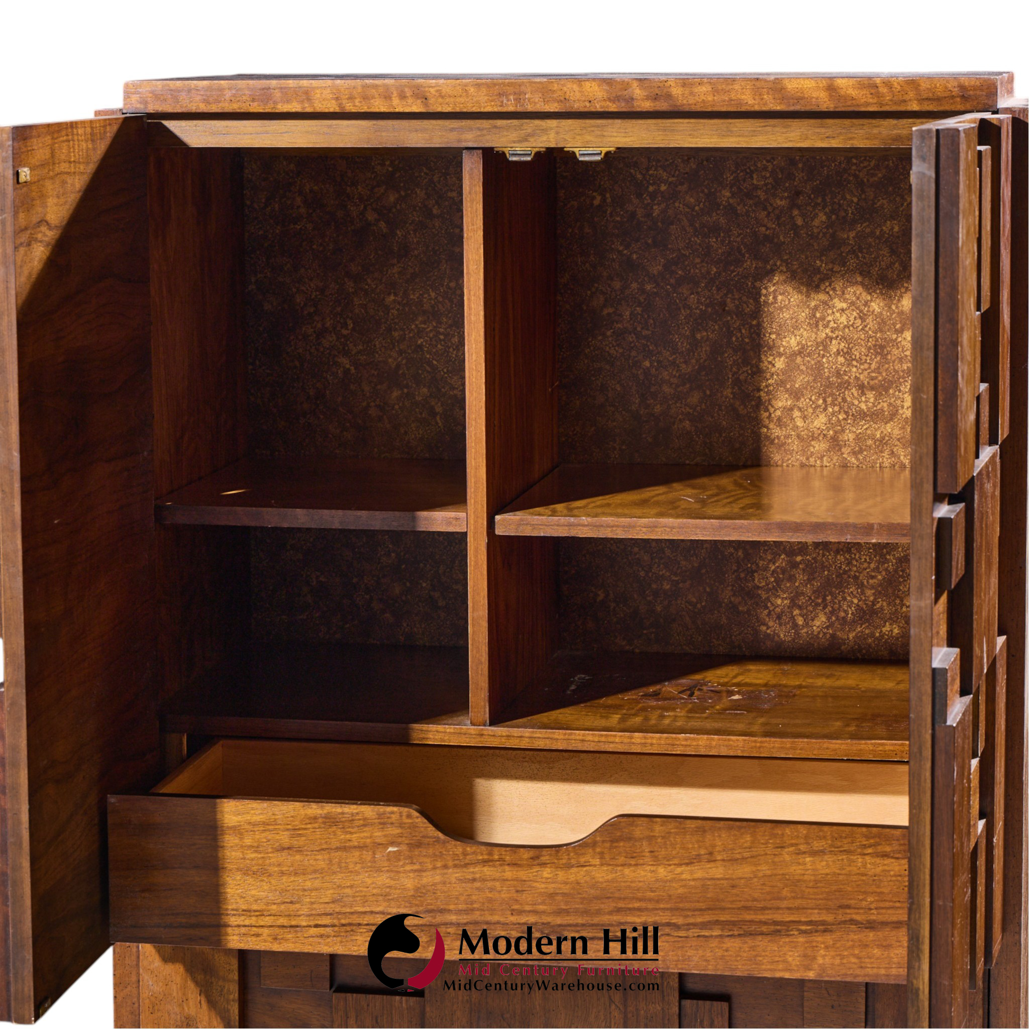 lane staccato brutalist mid century walnut armoire dresser