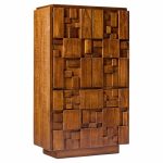 lane staccato brutalist mid century walnut armoire dresser
