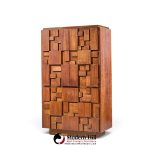 lane staccato brutalist mid century walnut armoire highboy dresser