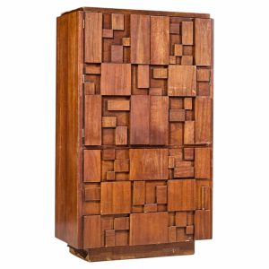 lane staccato brutalist mid century walnut armoire highboy dresser