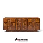 lane staccato brutalist mid century walnut lowboy dresser