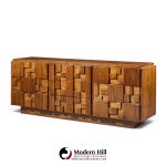 lane staccato brutalist mid century walnut lowboy dresser