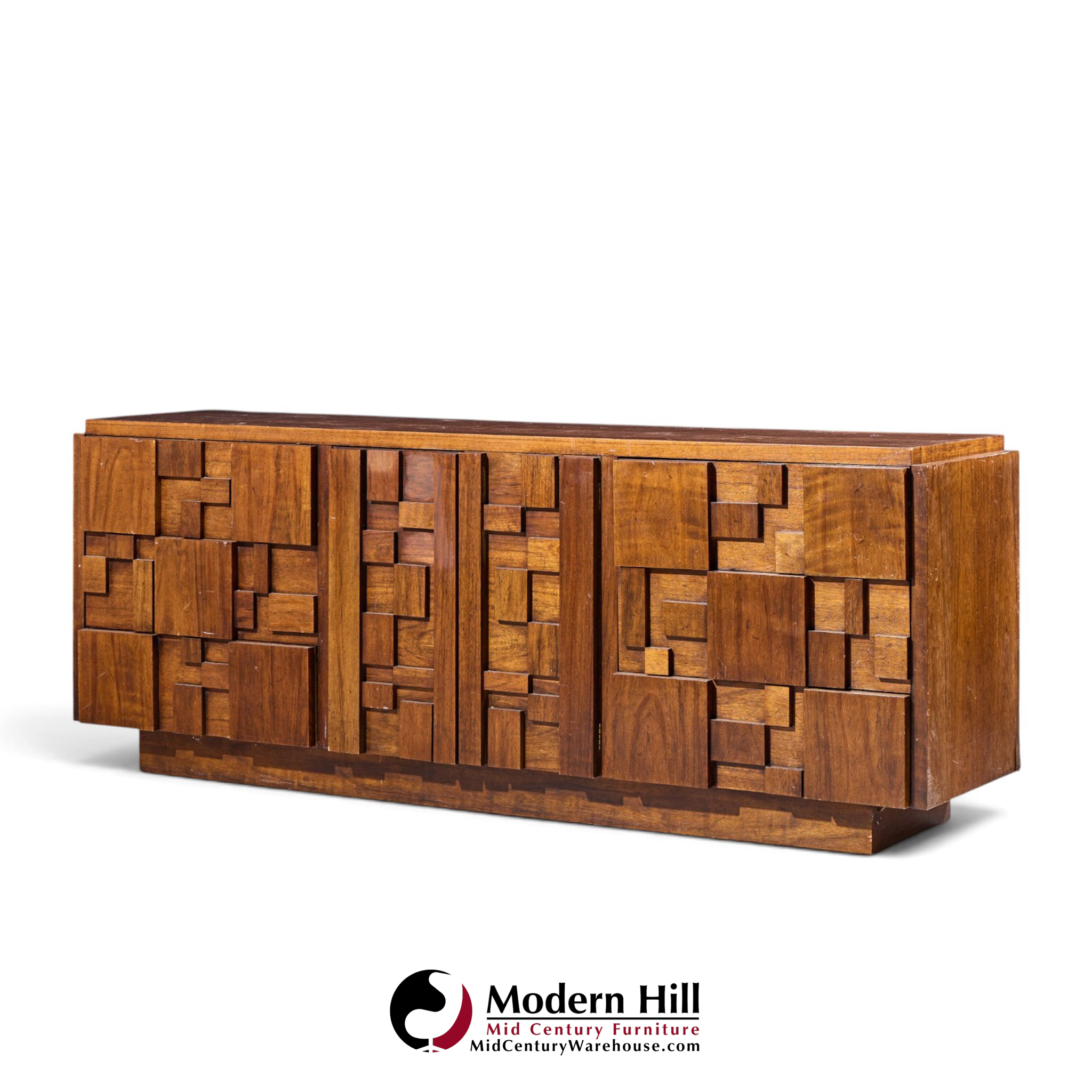 lane staccato brutalist mid century walnut lowboy dresser