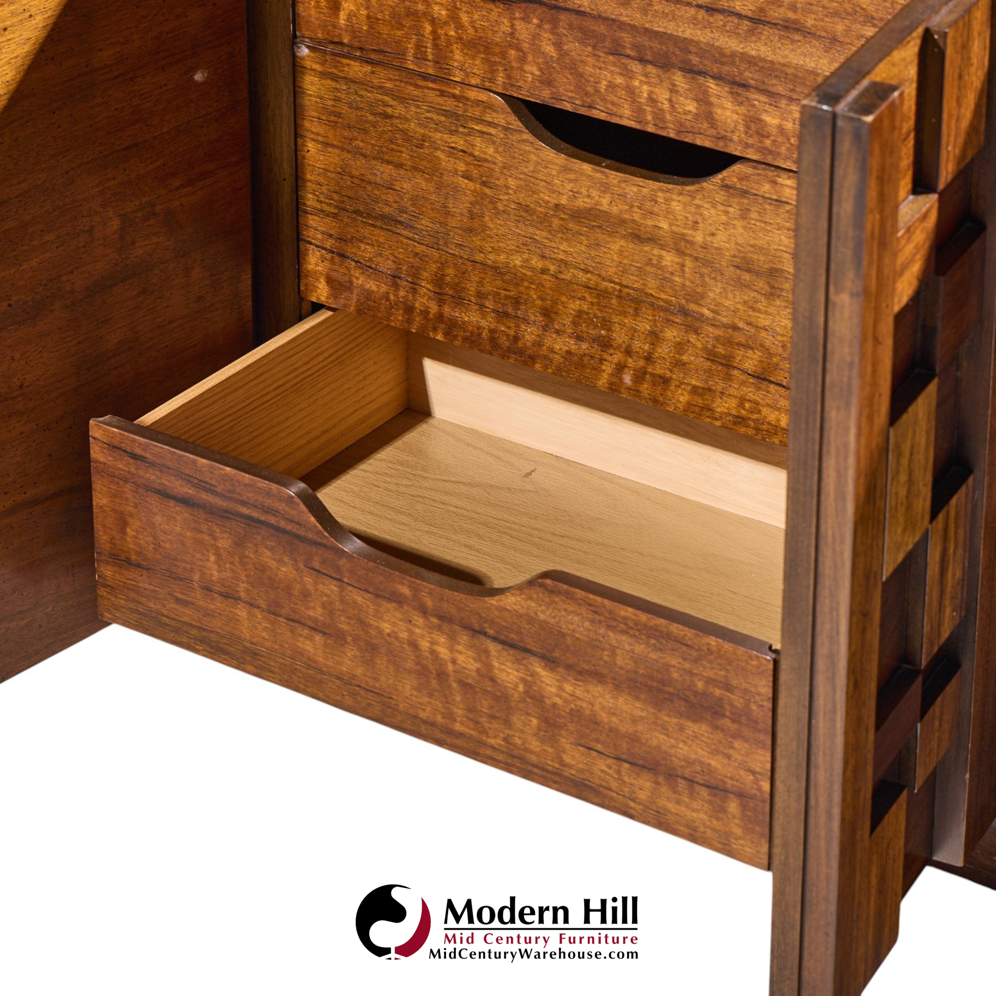 lane staccato brutalist mid century walnut lowboy dresser