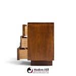 lane staccato brutalist mid century walnut lowboy dresser