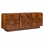 lane staccato brutalist mid century walnut lowboy dresser