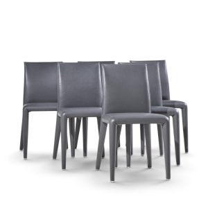 mario bellini for b&b italia vol au vent mid century italian leather dining chairs - set of 6