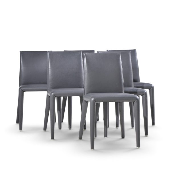 mario bellini for b&b italia vol au vent mid century italian leather dining chairs - set of 6