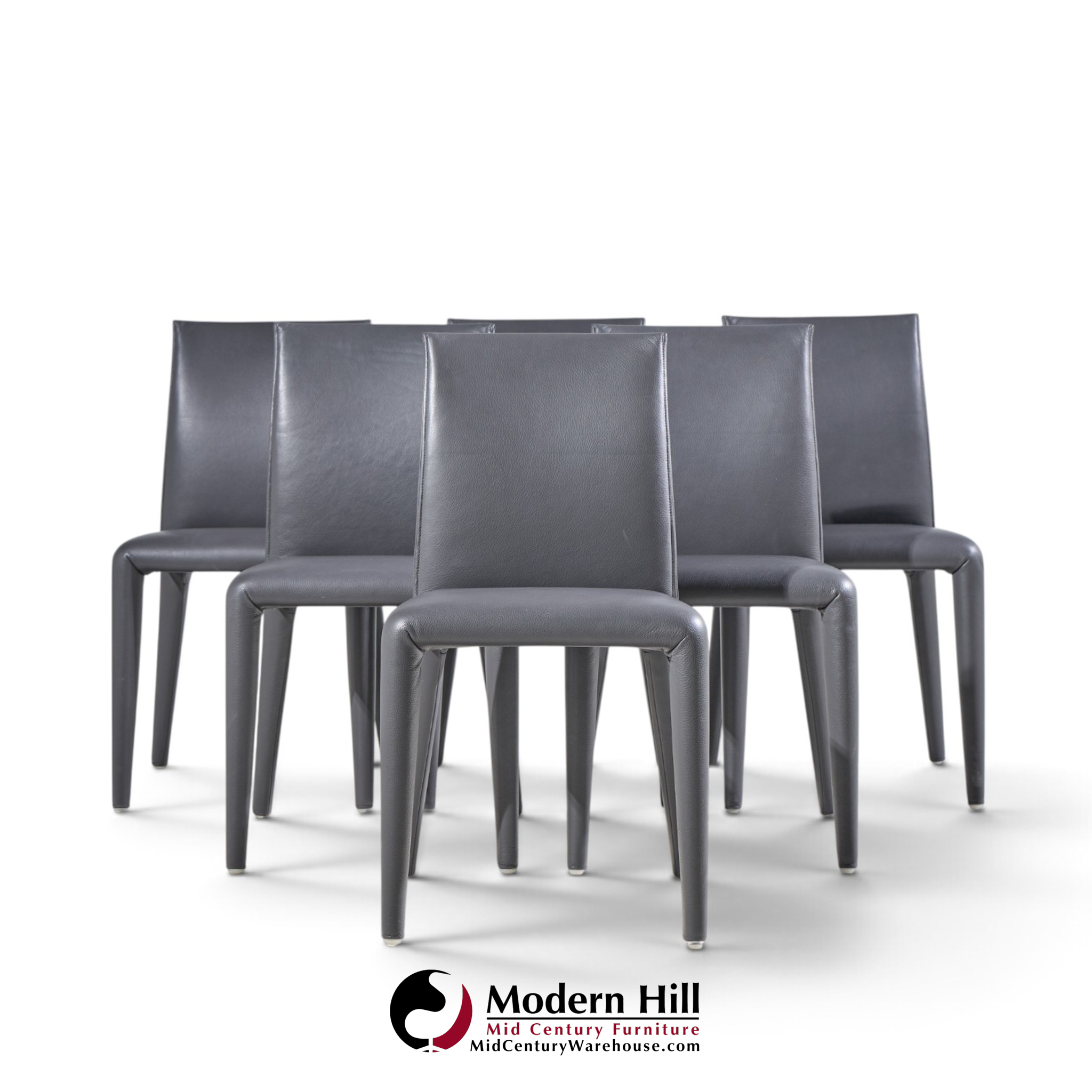mario bellini for b&b italia vol au vent mid century italian leather dining chairs - set of 6