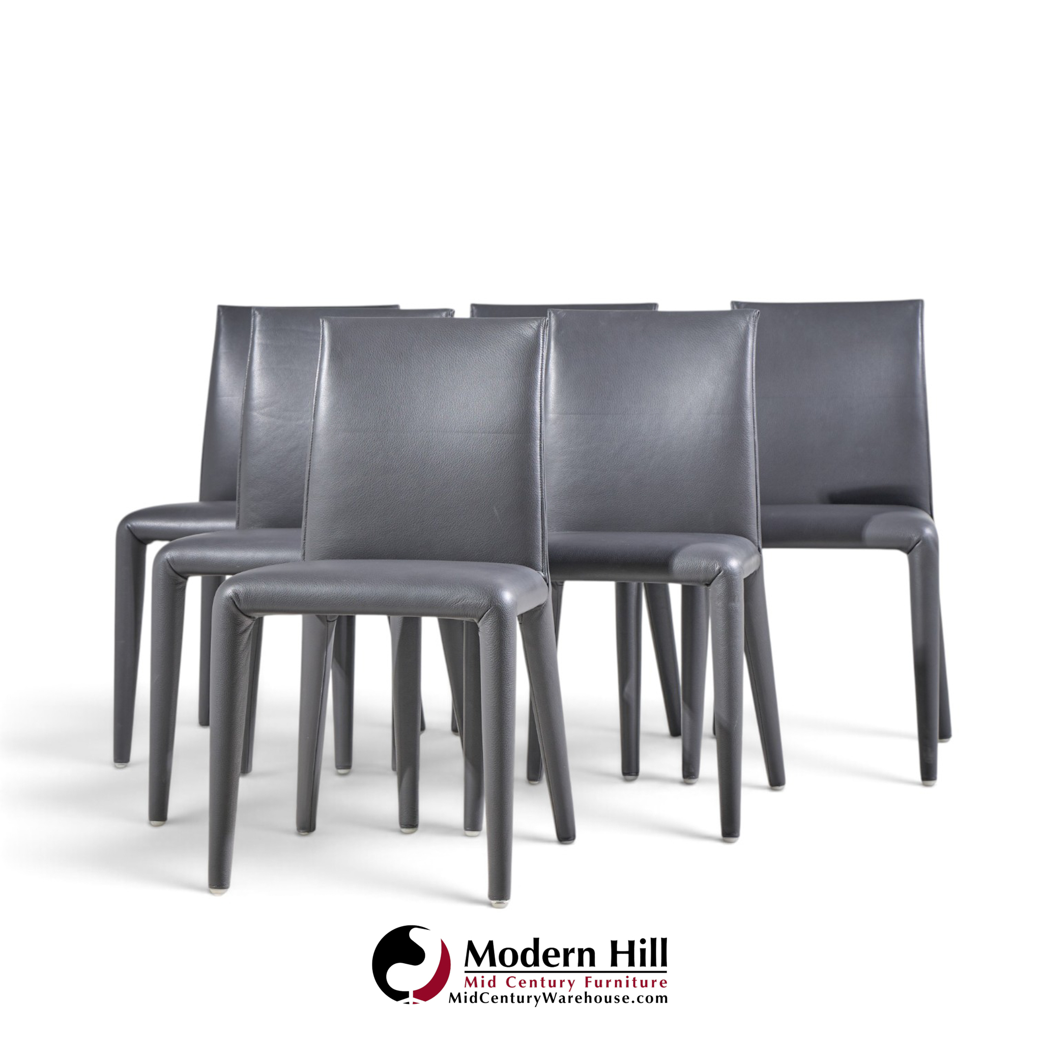 mario bellini for b&b italia vol au vent mid century italian leather dining chairs - set of 6