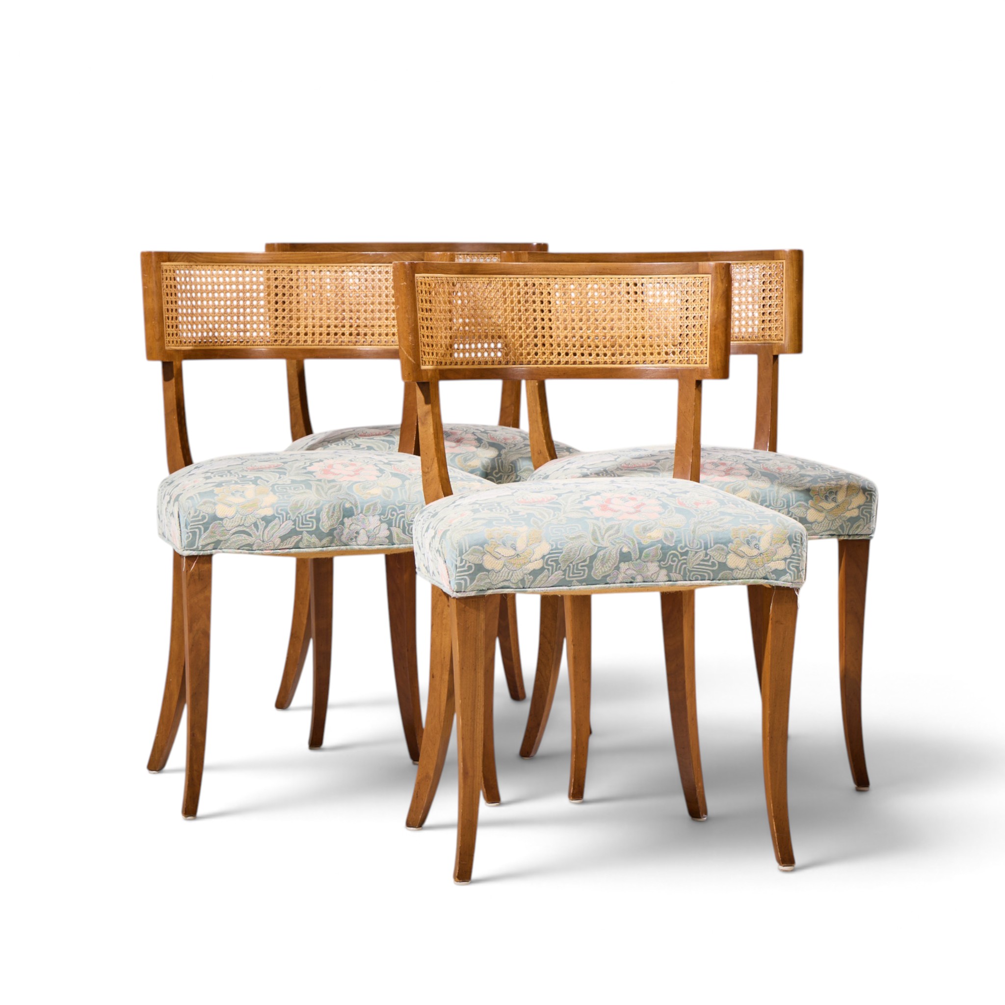 michael taylor for baker klismos mid century cane dining chairs - set of 4