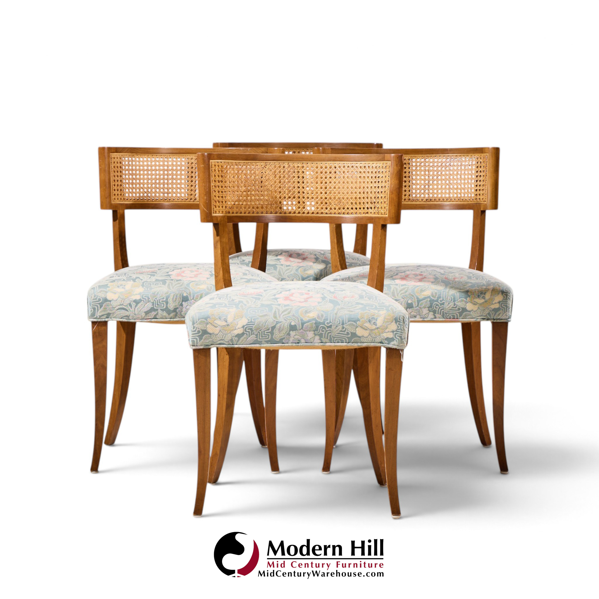 michael taylor for baker klismos mid century cane dining chairs - set of 4