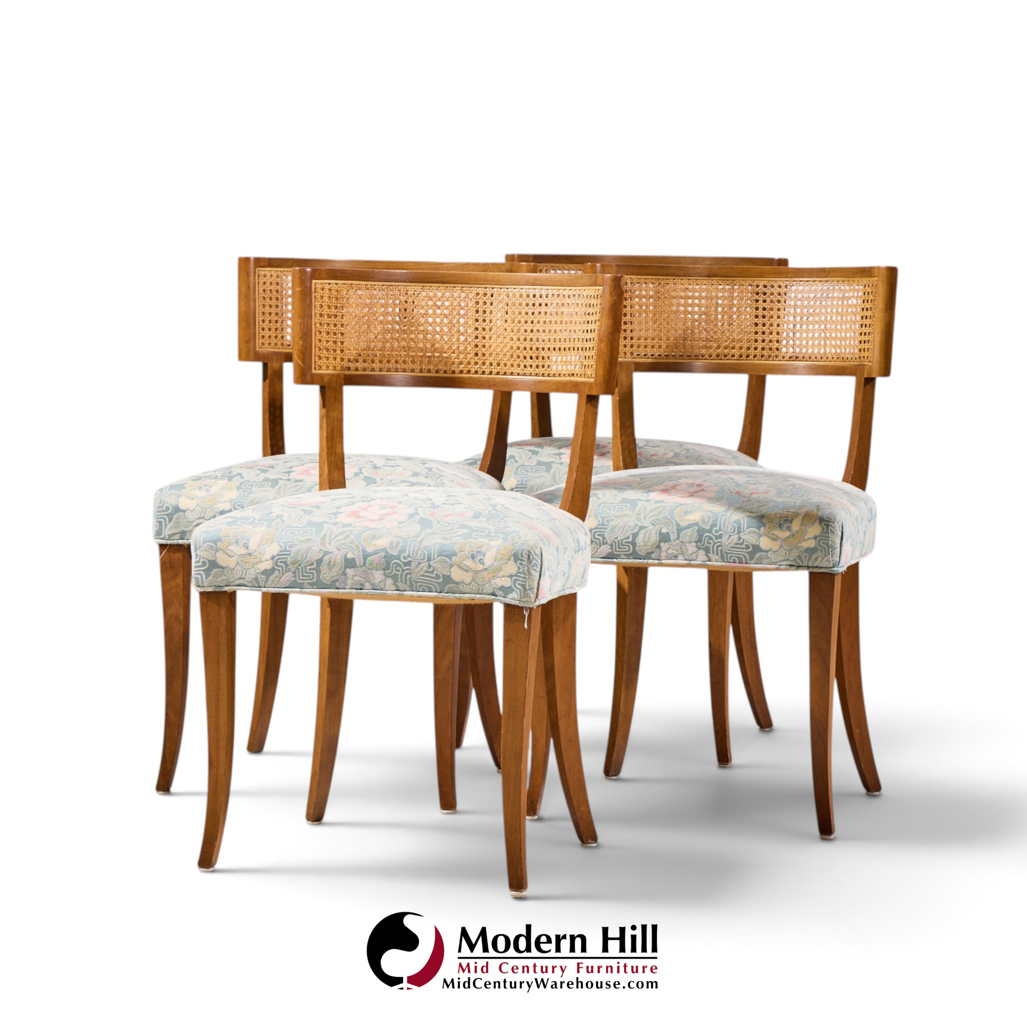 michael taylor for baker klismos mid century cane dining chairs - set of 4