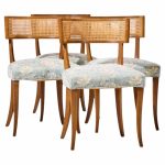 michael taylor for baker klismos mid century cane dining chairs - set of 4