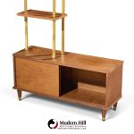 mid century walnut and brass wall unit room divider