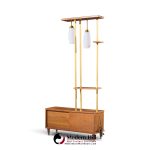 mid century walnut and brass wall unit room divider