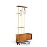 mid century walnut and brass wall unit room divider