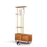 mid century walnut and brass wall unit room divider