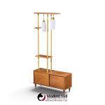 mid century walnut and brass wall unit room divider