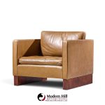 mies van der rohe for knoll mid century walnut and leather lounge chair