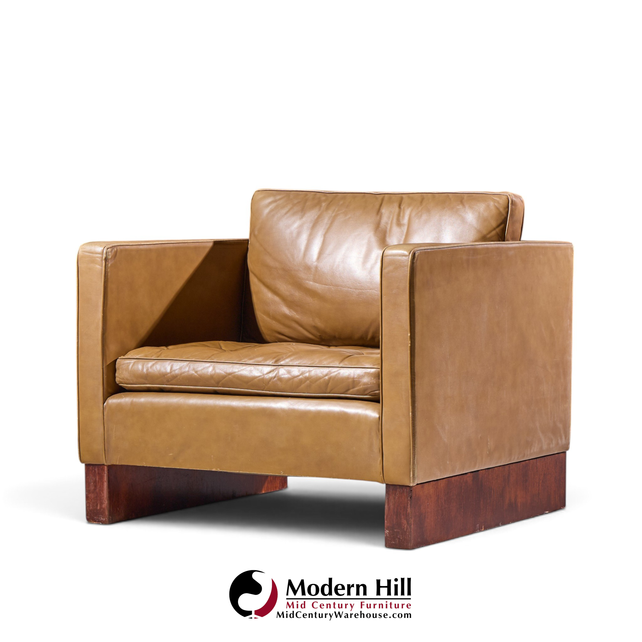 mies van der rohe for knoll mid century walnut and leather lounge chair