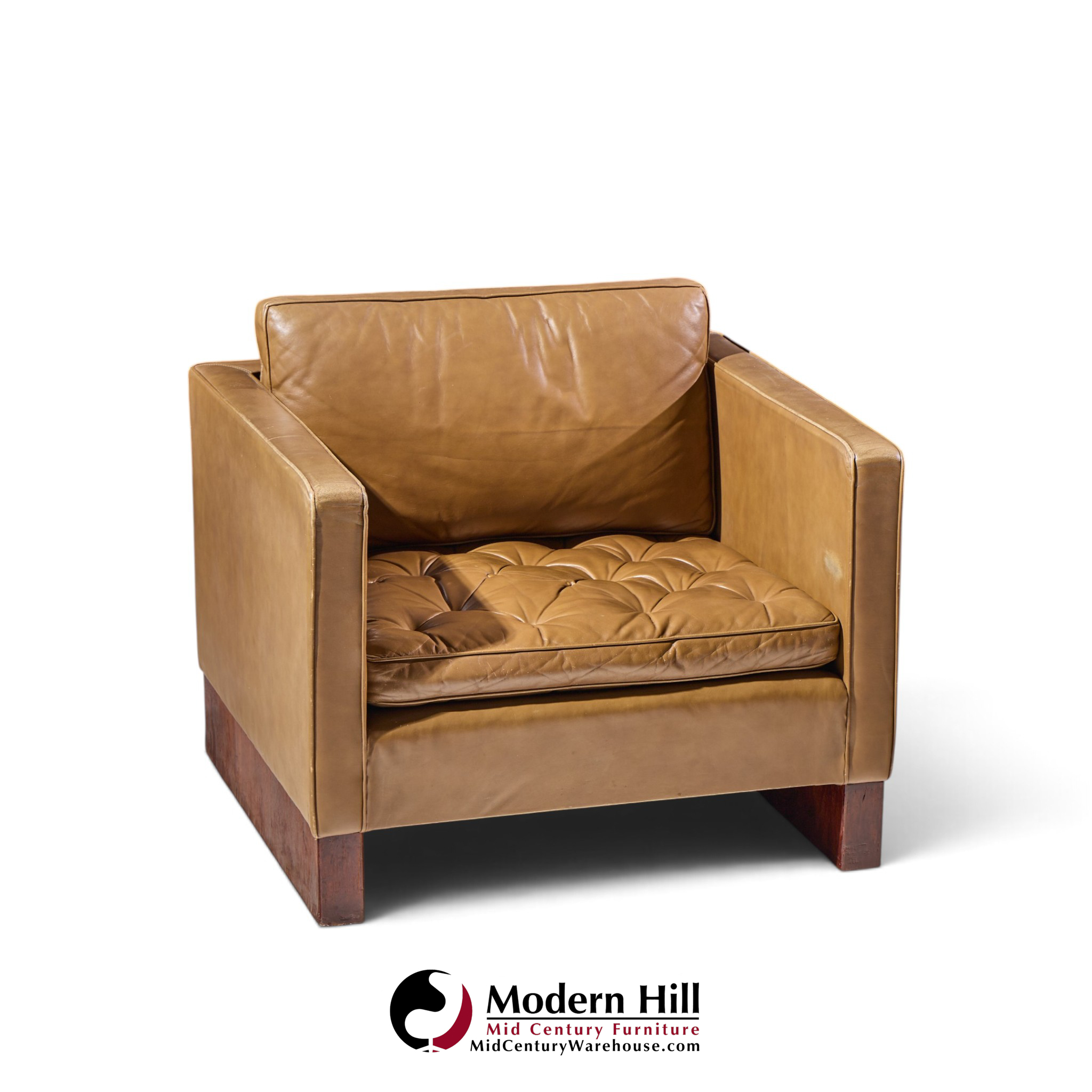 mies van der rohe for knoll mid century walnut and leather lounge chair