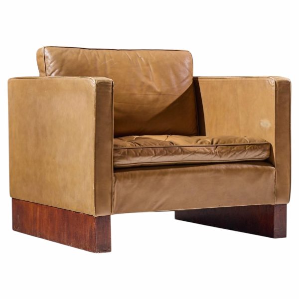 mies van der rohe for knoll mid century walnut and leather lounge chair