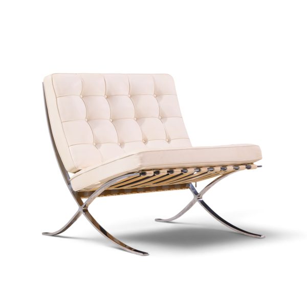mies van der rohe for knoll mid century barcelona white leather lounge chair