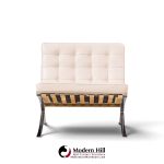 mies van der rohe for knoll mid century barcelona white leather lounge chair