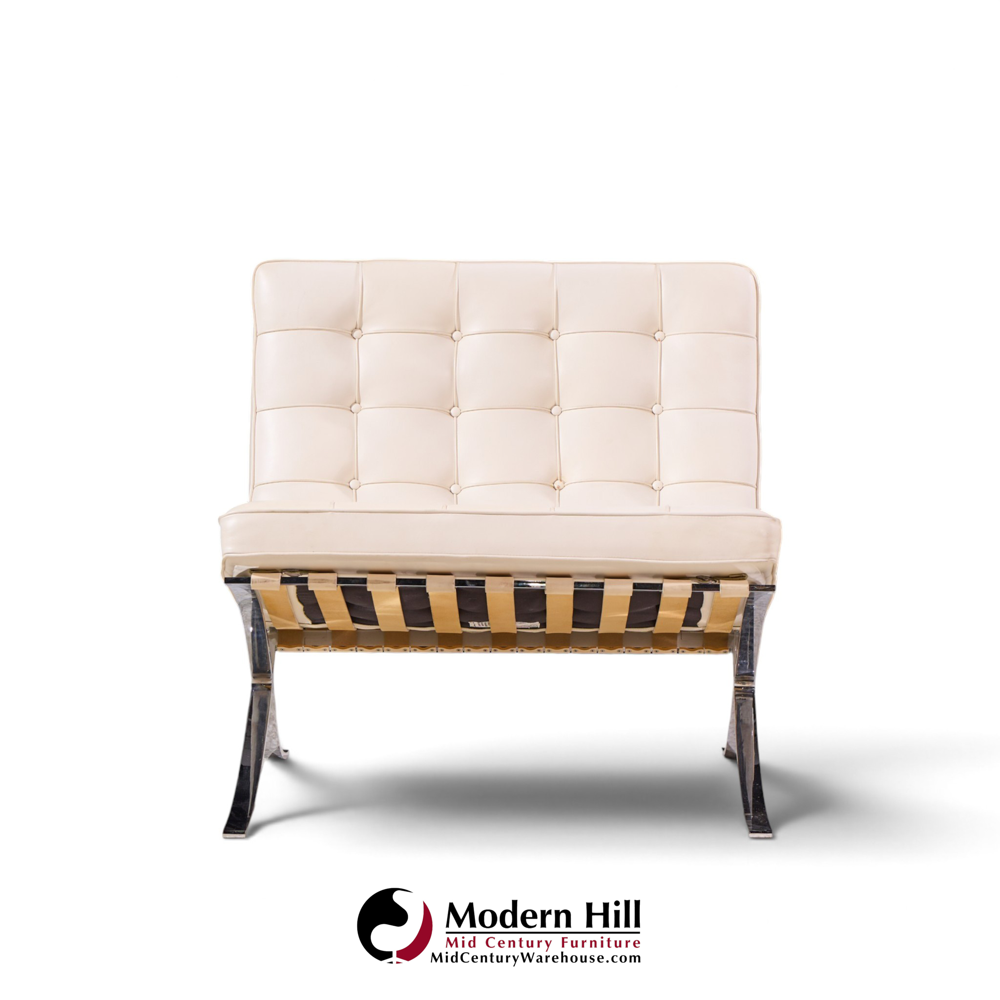mies van der rohe for knoll mid century barcelona white leather lounge chair