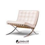 mies van der rohe for knoll mid century barcelona white leather lounge chair
