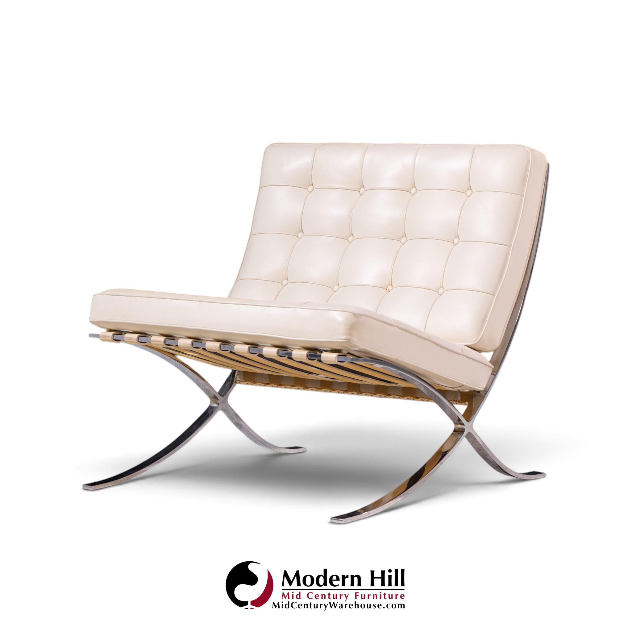mies van der rohe for knoll mid century barcelona white leather lounge chair