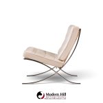 mies van der rohe for knoll mid century barcelona white leather lounge chair