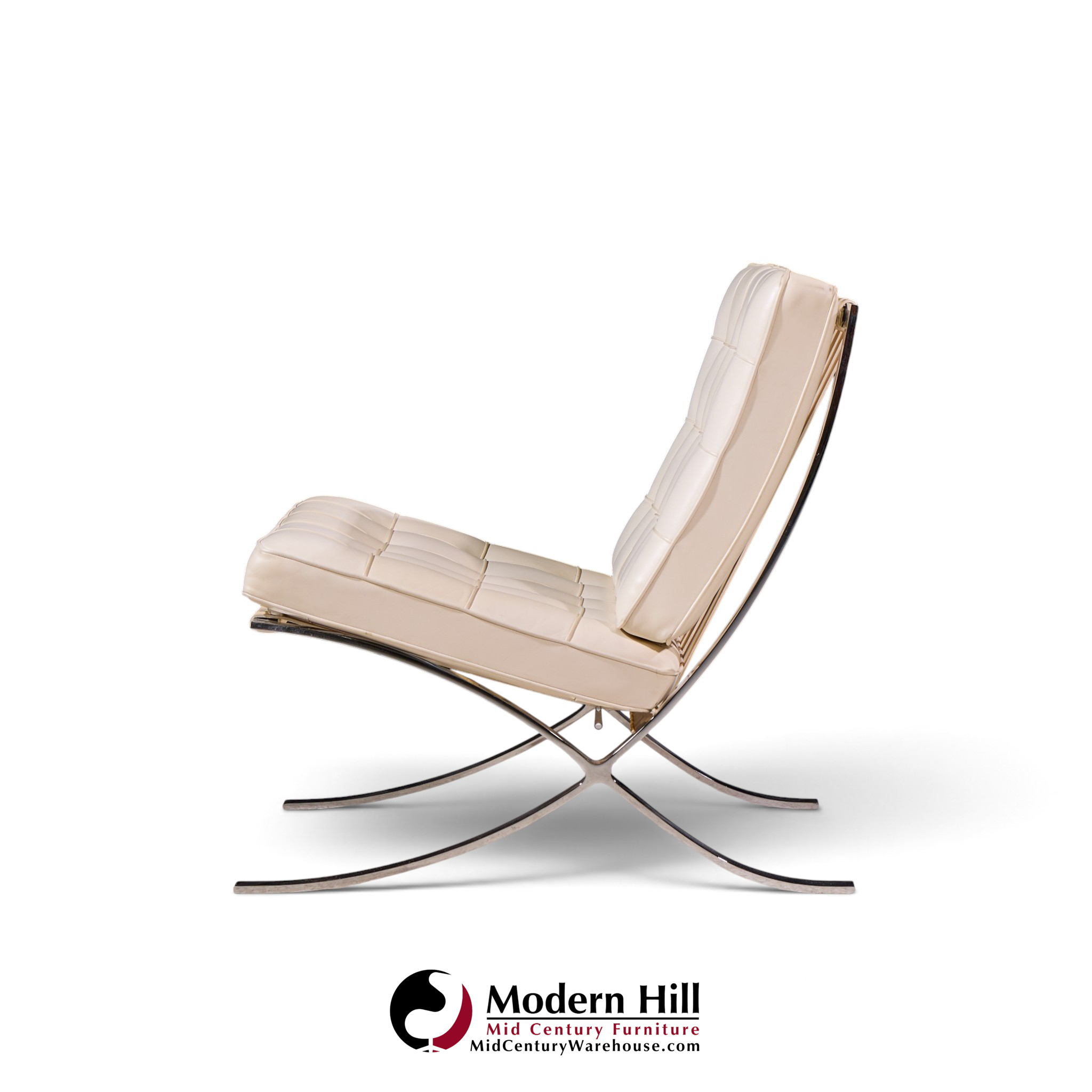 mies van der rohe for knoll mid century barcelona white leather lounge chair