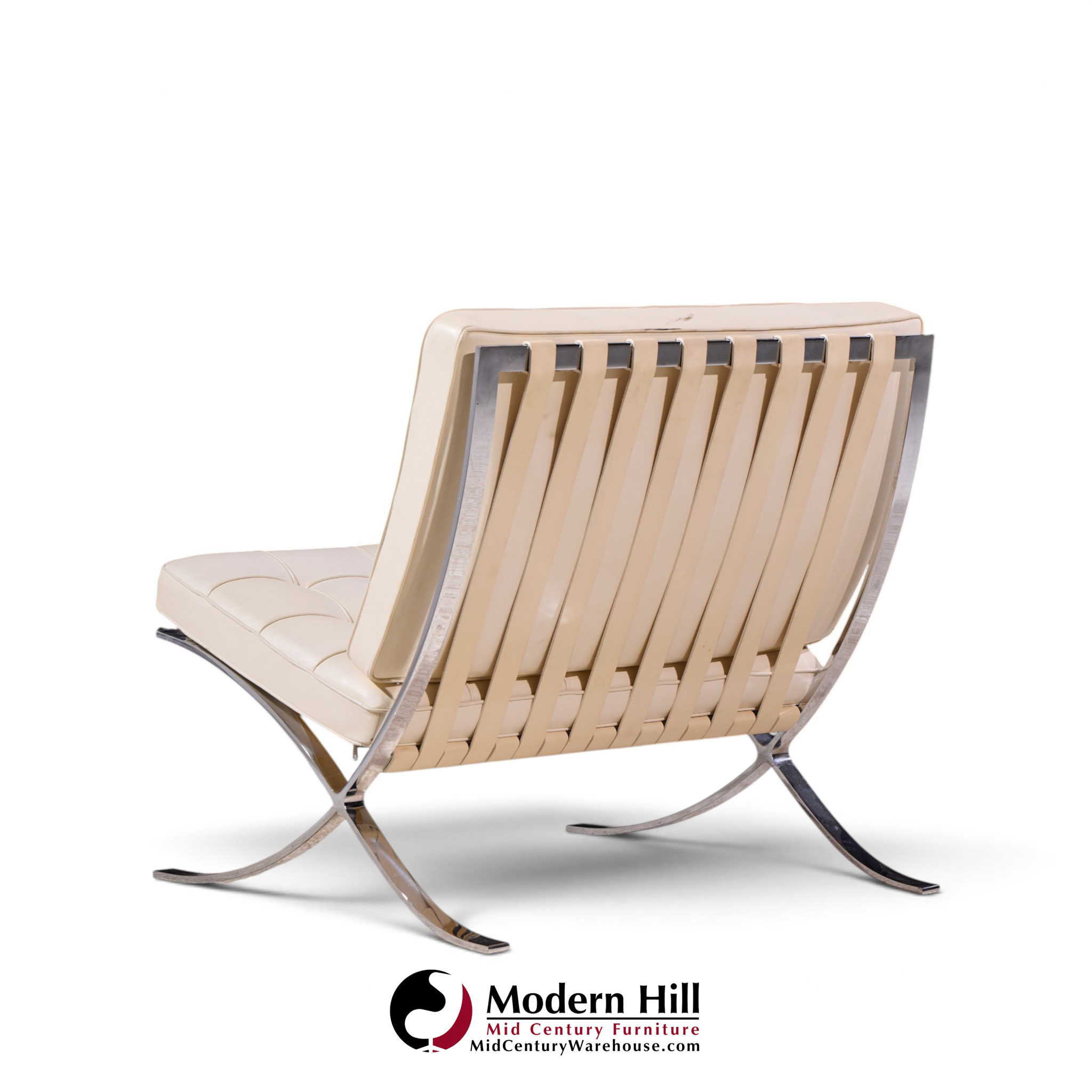 mies van der rohe for knoll mid century barcelona white leather lounge chair