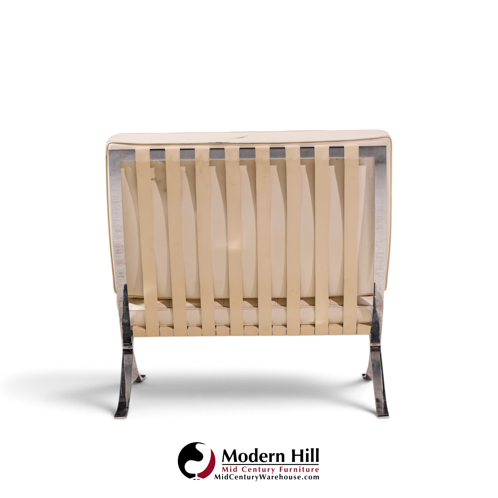 mies van der rohe for knoll mid century barcelona white leather lounge chair