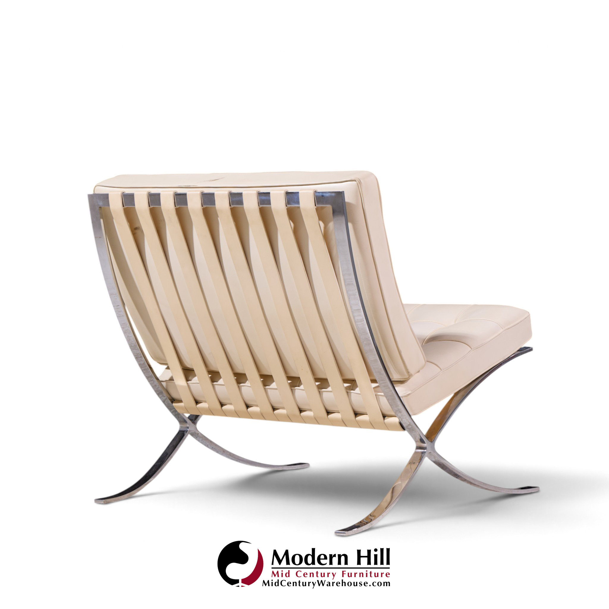 mies van der rohe for knoll mid century barcelona white leather lounge chair