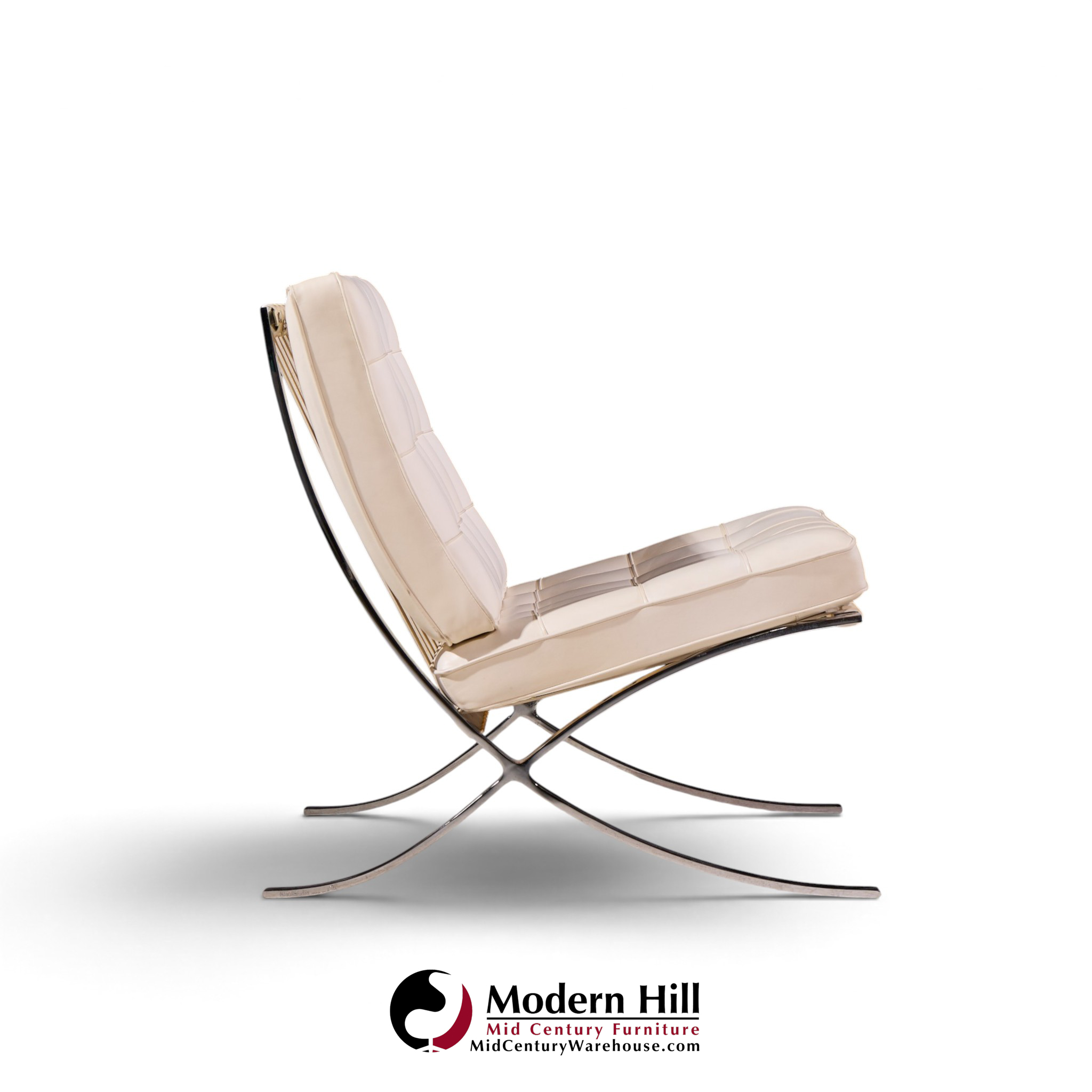 mies van der rohe for knoll mid century barcelona white leather lounge chair