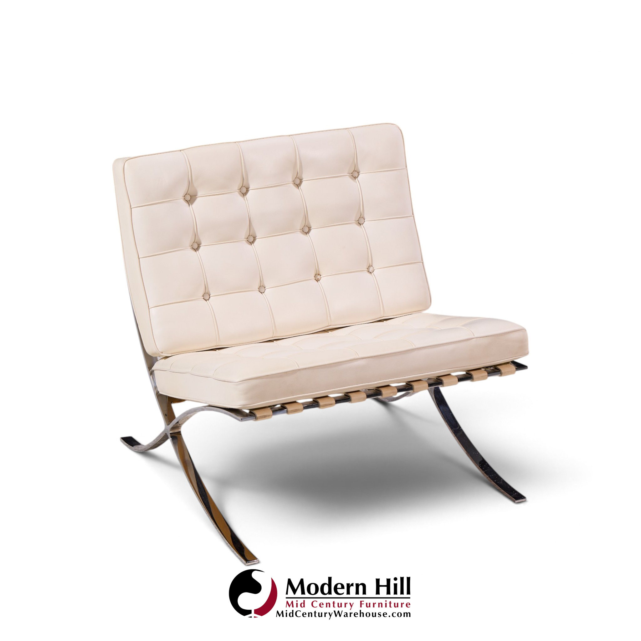mies van der rohe for knoll mid century barcelona white leather lounge chair